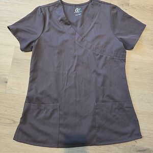 Classic Brown V-Neck Scrub Top